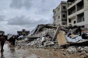 Un immeuble effondré en Syrie 
