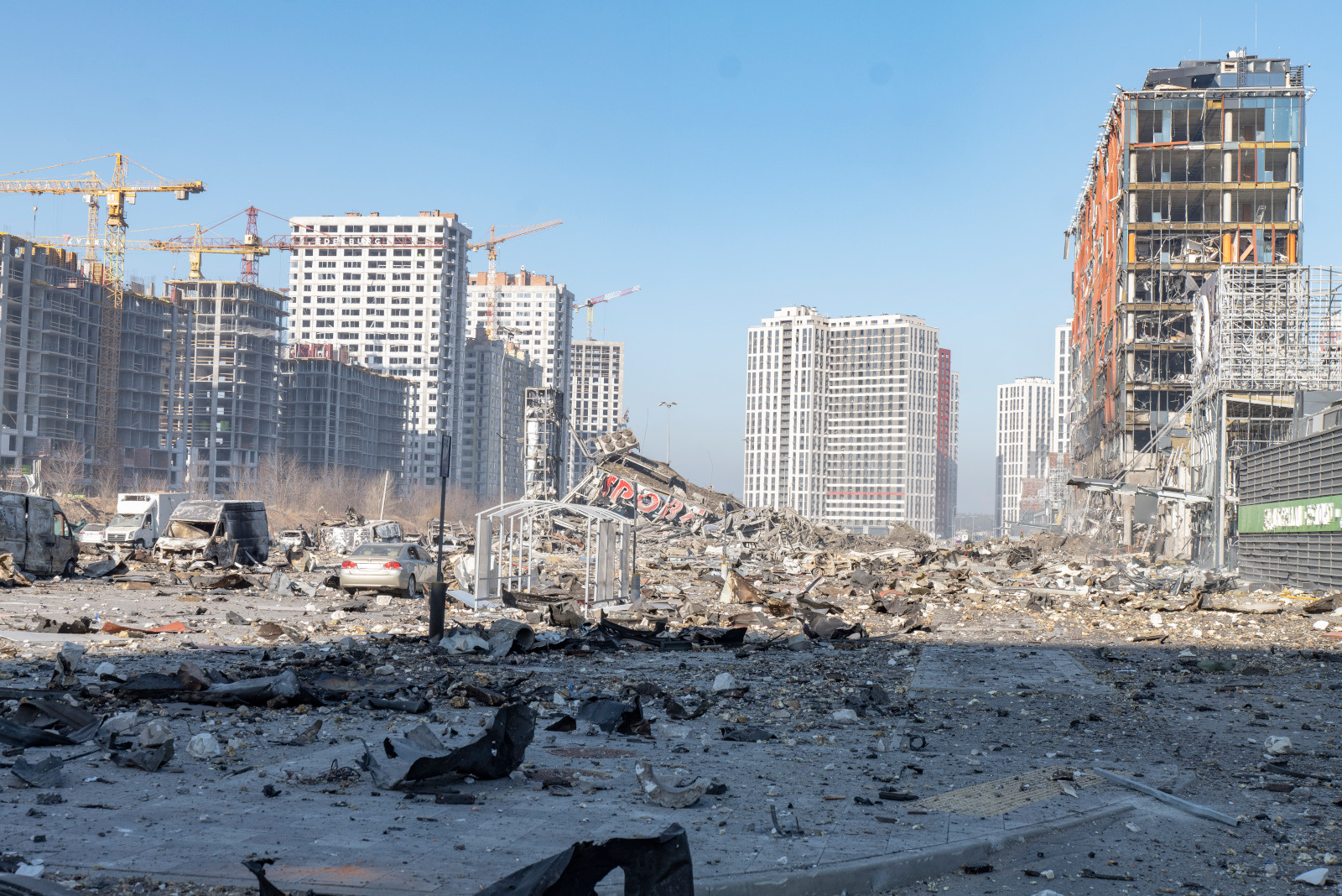 Grandes destructions en Ukraine (mars 2022).