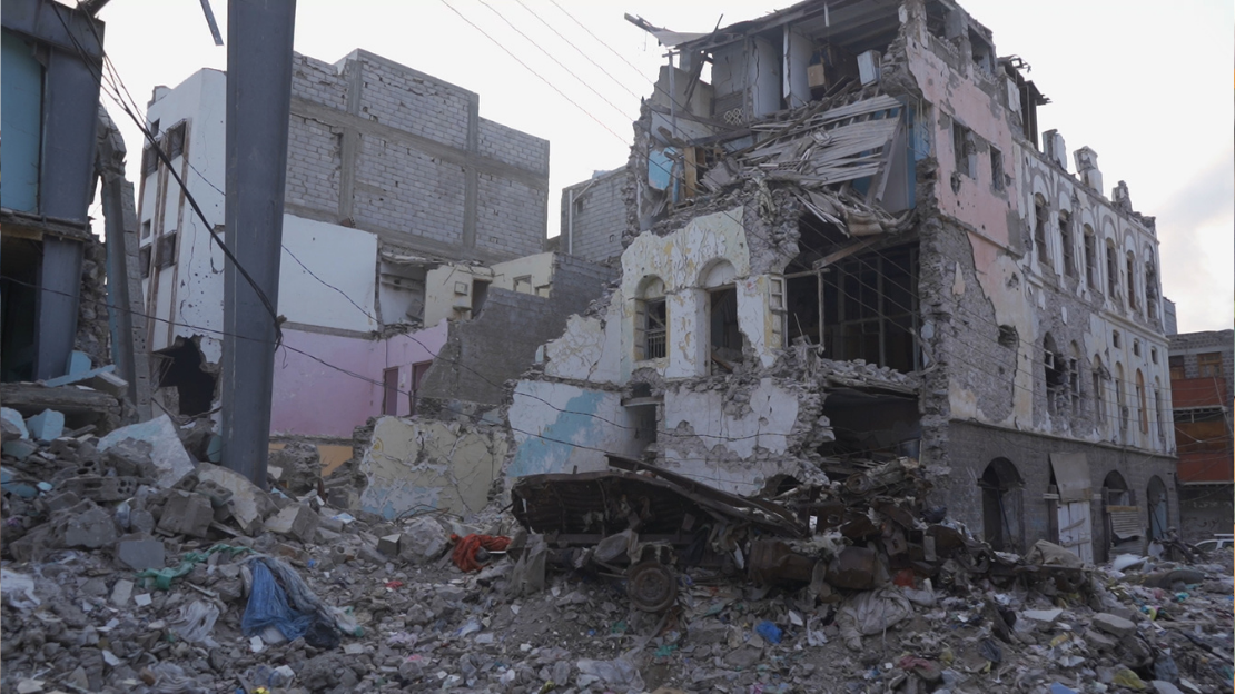 Beispiel der schweren Zerstörungen in Aden im Südjemen