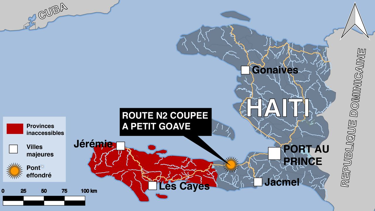 Carte de Haïti au lendemain de l'ouragan Matthew