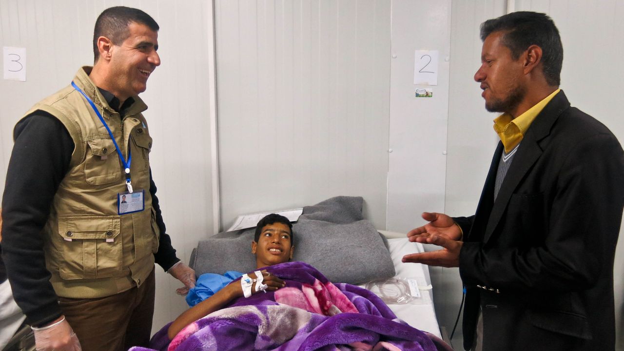 Omar, en convalescence à l’hôpital de Qayyarah