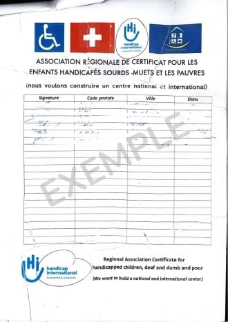 Association régionale de certificat pour les enfants handicapés et sourds muets et les pauvres (nous voulons construire un centre national et international)