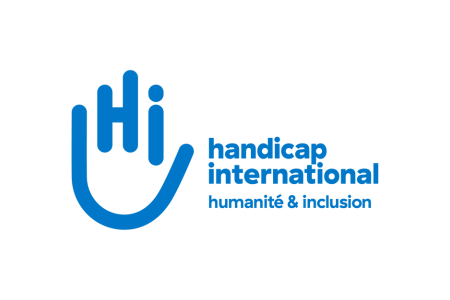 Blaues Logo von Handicap International.