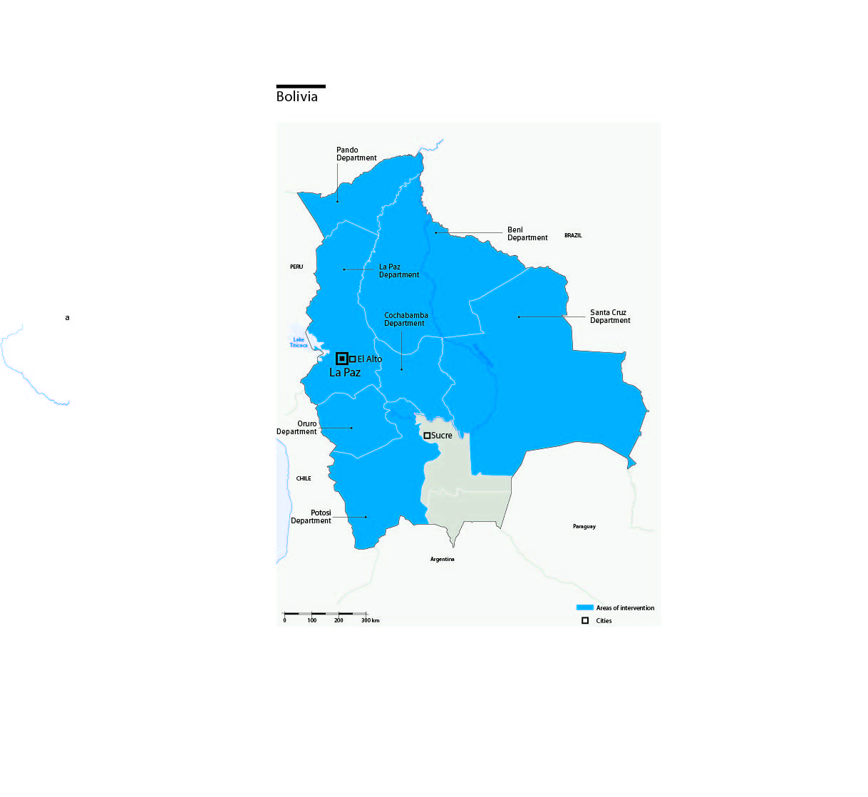 Carte des interventions de HI en Bolivie