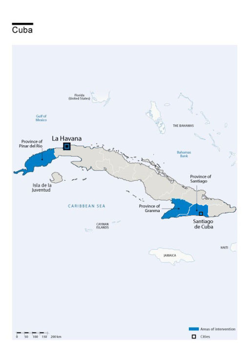 Carte des interventions de HI à Cuba