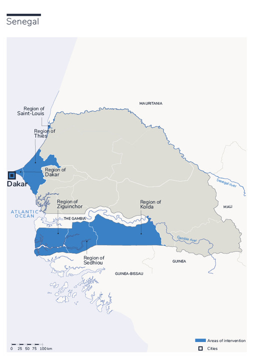 Karte des HI-Einsatzes im Senegal