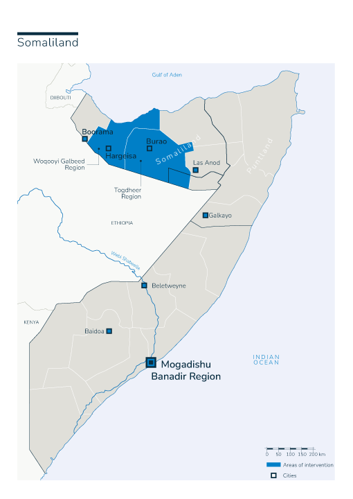 Karte des HI-Einsatzes Somalia (Somaliland)