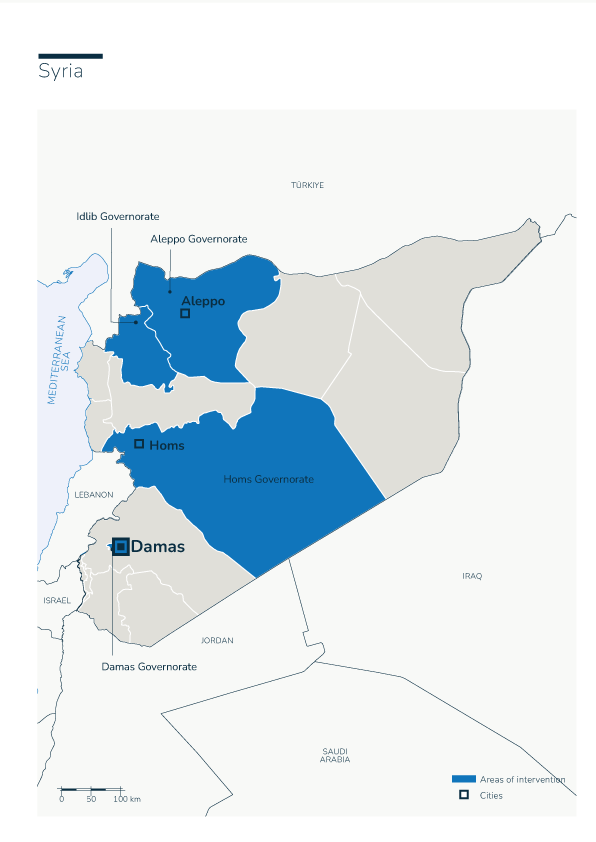 Karte der HI-Einsätze in Syrien