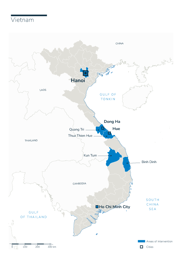 Karte des HI-Einsatzes in Vietnam