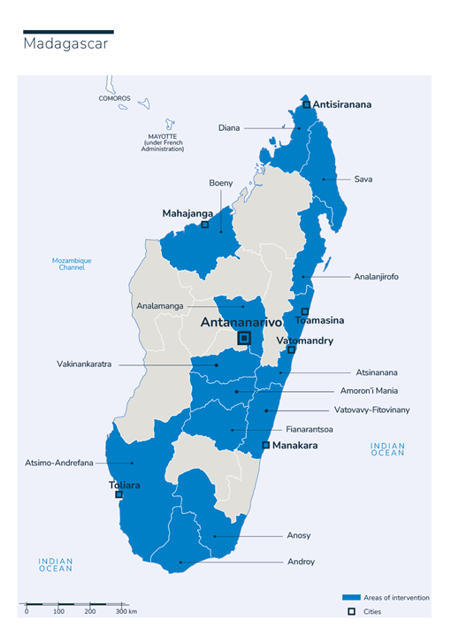 Karte des HI Einsatzes - Madagaskar 