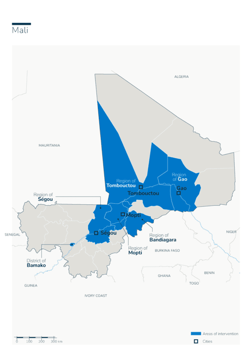 Karte des HI-Einsatzes in Mali
