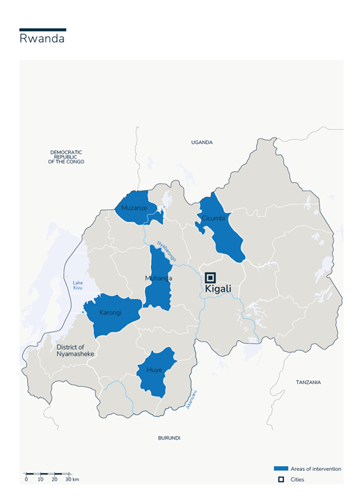 Karte des HI-Einsatzes in Ruanda