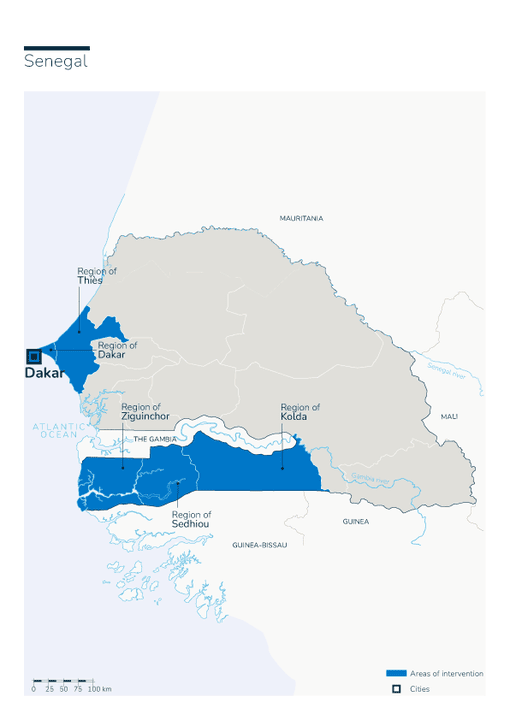 Karte des HI-Einsatzes im Senegal
